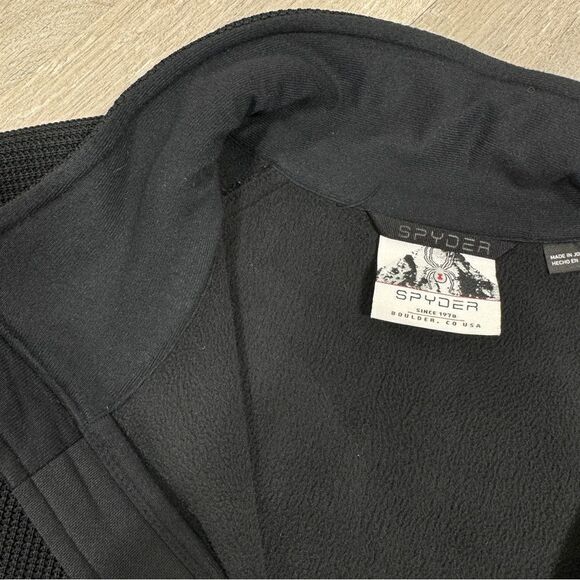 Spyder Outbound Quarter Zip Textured Fleece Pullover Jacket Black Large - Picture 9 of 13